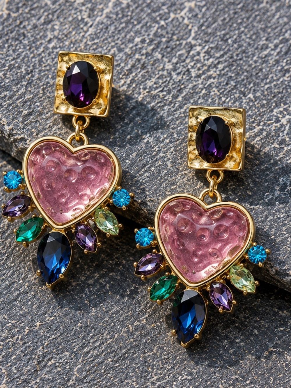 Vintage pink heart earring